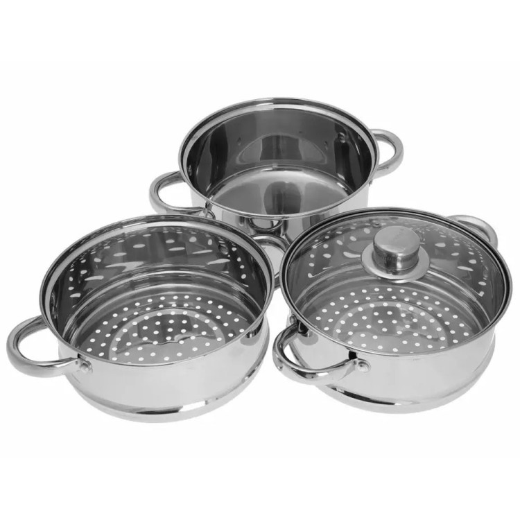 Garnek do gotowania na parze 3.1 l parowar 20 cm stalowy 4 elementy Kinghoff KH 3321