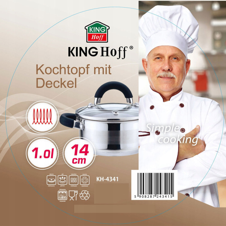 Garnek z pokrywką KingHoff KH 4345 4.0 L stalowy INDUKCJA