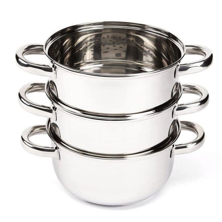 Garnek do gotowania na parze 2.4 l parowar 18 cm stalowy 4 elementy Florina Divapore