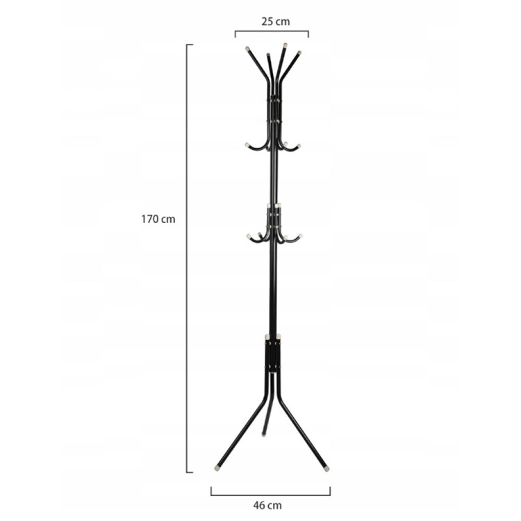 Wieszak podłogowy na ubrania 170 cm stojak na garderobę czarny Elitehoff E-6287