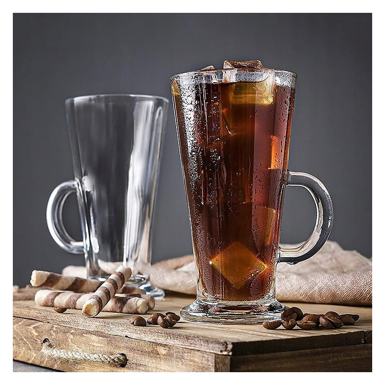 Szklanki do kawy latte Florina Boston 310 ml wysokie zestaw ze spieniaczem do mleka 6 sztuk