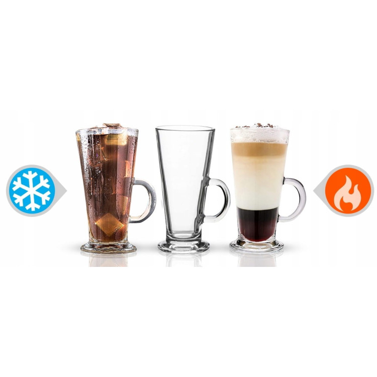 Szklanki do kawy latte Florina Boston 310 ml wysokie zestaw ze spieniaczem do mleka 6 sztuk