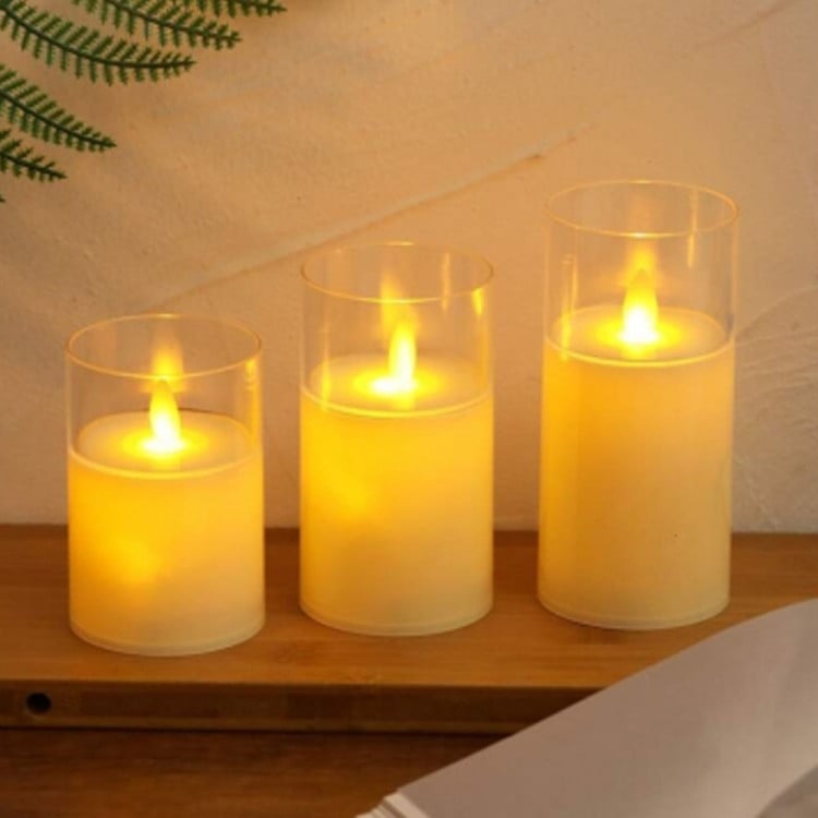 Świeczki LED w obudowie z ruchomym płomieniem zestaw 3 sztuk 10/12.5/15 cm wkłady LED do zniczy imitacja wosku