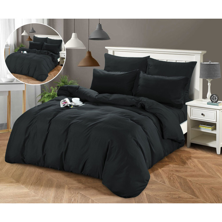 Pościel dwustronna 140x200 mikrofibra Cotton World 2 części 2611 czarna