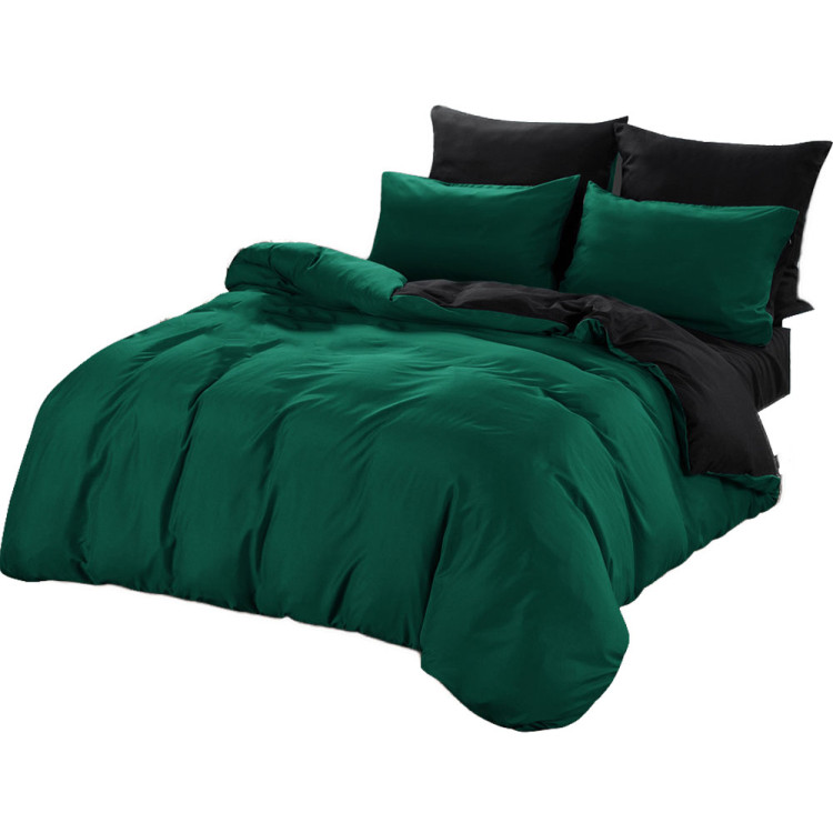 Pościel dwustronna 140x200 mikrofibra Cotton World 2 części 2487 zielono-czarna