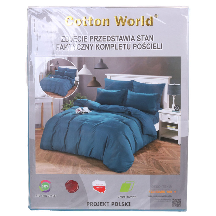 Pościel dwustronna 160x200 mikrofibra Cotton World 3 części 2610 turkus