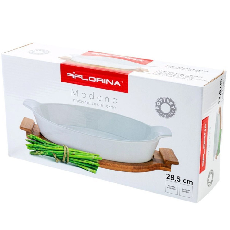 Naczynie ceramiczne na podstawie bambusowej do zapiekania 28.5 cm Florina Modeno owalne