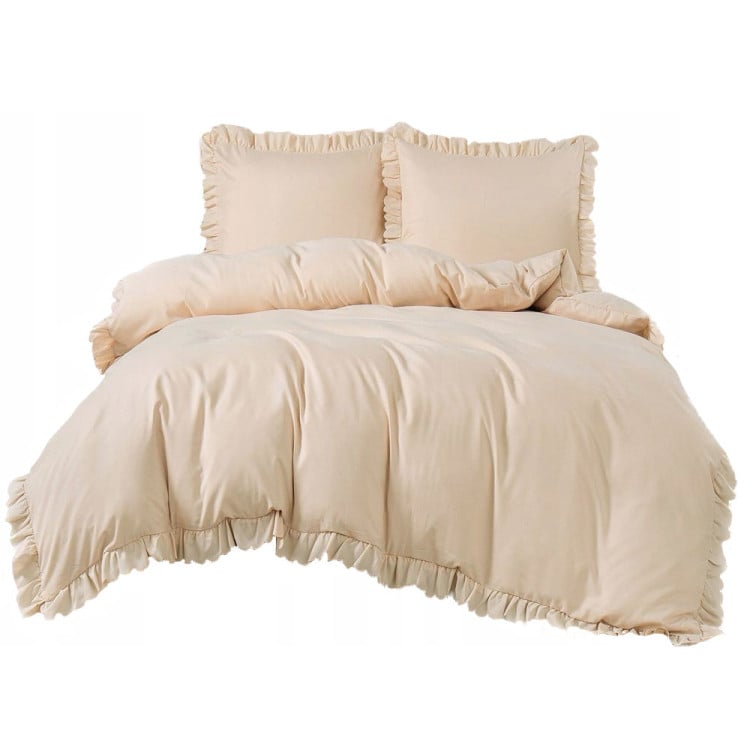 Pościel z falbanką 220x200 mikrofibra Cotton World 3 części 2592 beżowy