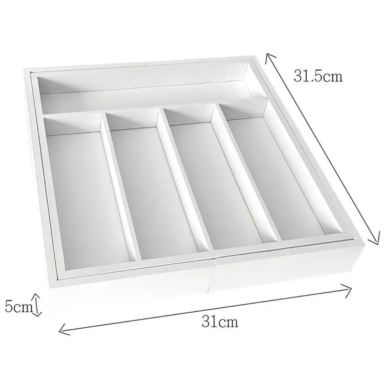 Wkład rozsuwany do szuflady biały na sztućce 52x31.5x5 cm Kinghoff KH 1746 bambusowy organizer