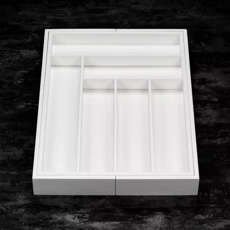 Wkład rozsuwany do szuflady biały na sztućce 52x43x5 cm Kinghoff KH 1748 bambusowy organizer