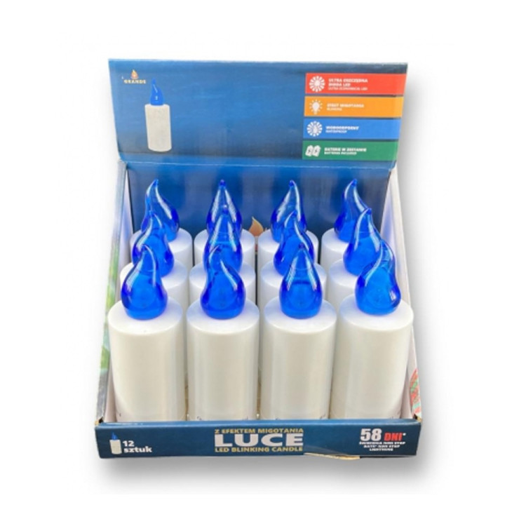 Wkład LED do znicza 4.8x 15 cm niebieski płomień Grande Luce blue