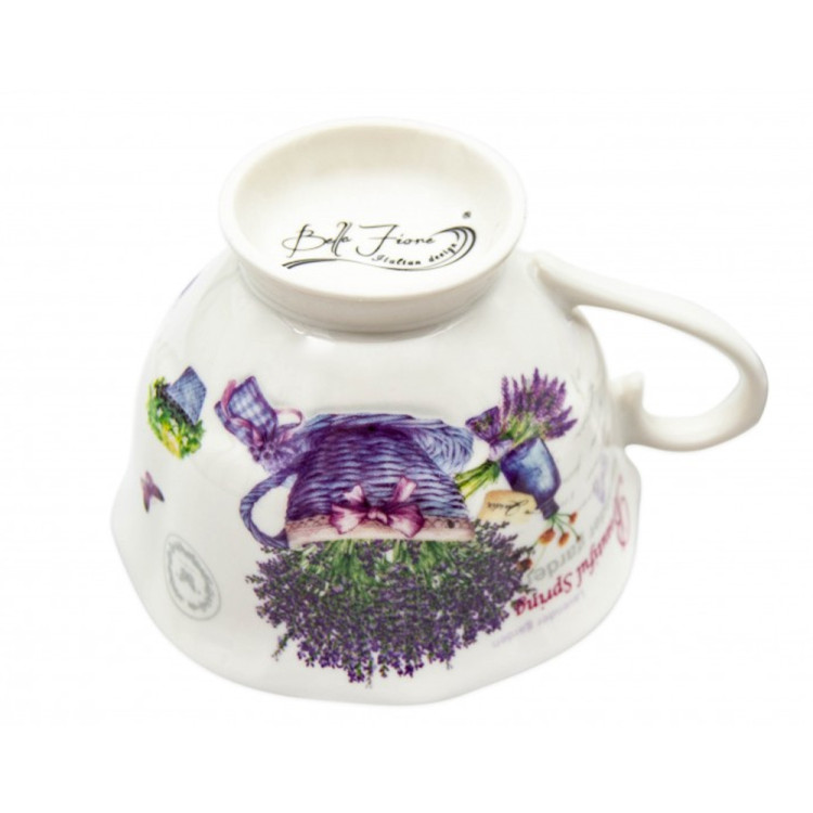 Serwis kawowy na 2 osoby porcelana zestaw 2 filiżanek ze spodkami Bella Fiore lawenda 38975
