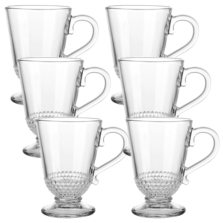 Kubki szklane 320 ml szklanki na stopce zestaw 6 szklanek Florina Verona