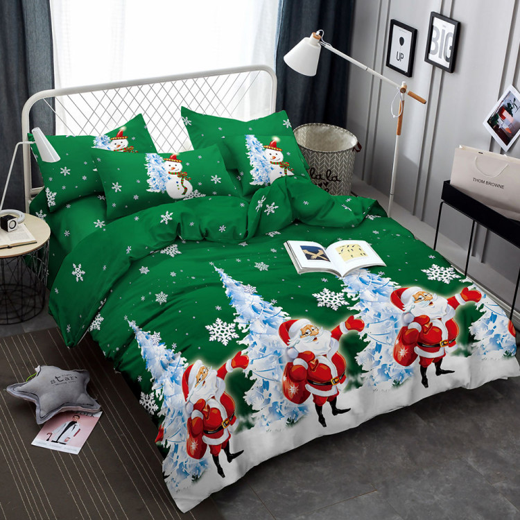 Pościel świąteczna 160x200 bawełna satynowa 3D Cotton World gruba 3 części 2416 mikołaj
