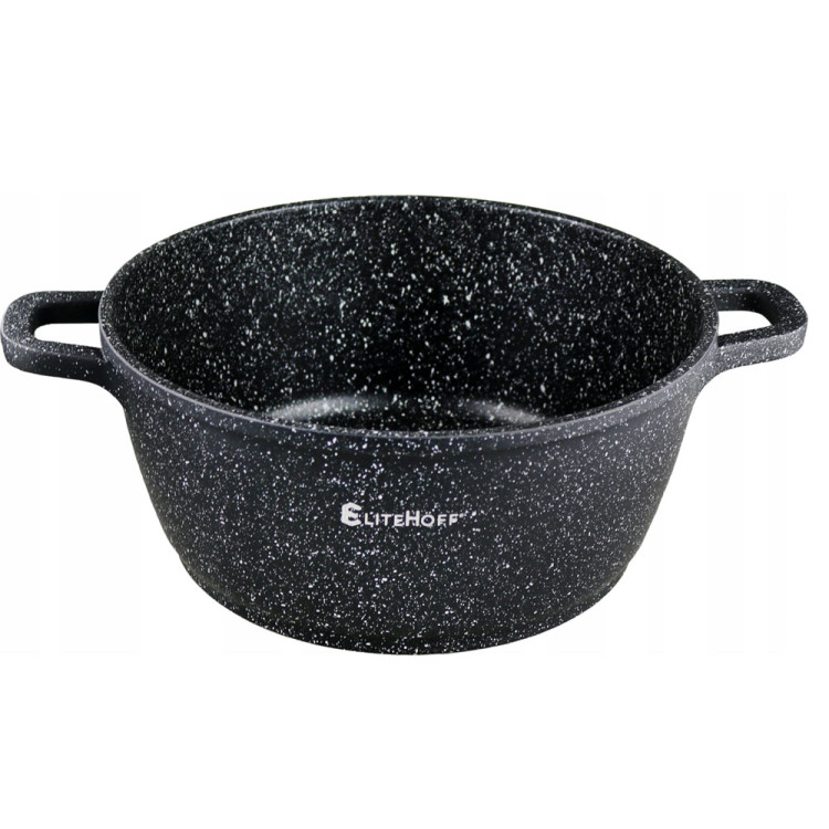 Garnki marmurowe zestaw 3 garnków granitowych indukcyjnych z pokrywkami Elitehoff E 7061