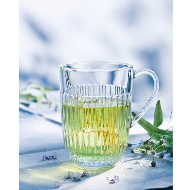 Szklanki do kawy herbaty z uchem 380 ml Florina Comet komplet 6 sztuk w zestawie z długimi łyżeczkami do latte