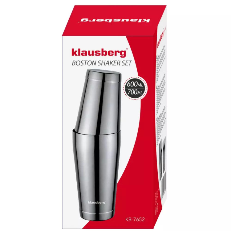 Shaker bostoński grafitowy Klausberg KB 7652 barowy shaker do drinków i koktajli 700ml i 600ml