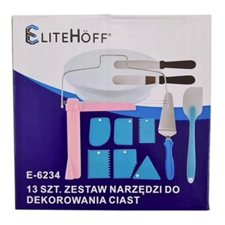 Zestaw do dekorowania tortu z paterą 13 elementowy Elitehoff E 6234