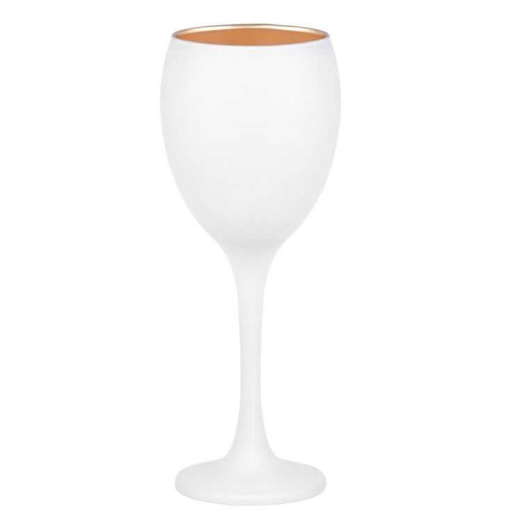 Kieliszki do wina 300 ml Glasmark Glamour komplet 6 sztuk biało-złote