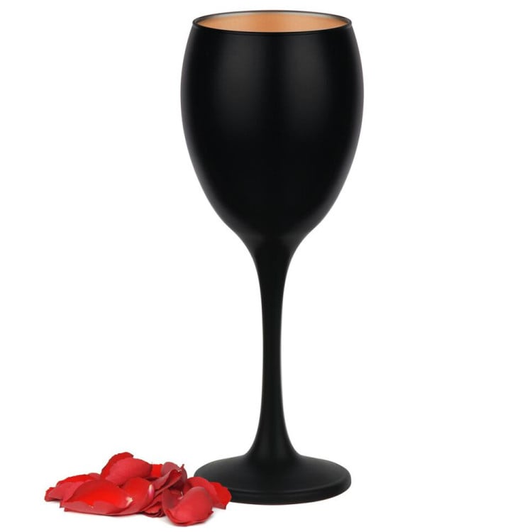 Kieliszki do wina 300 ml Glasmark Glamour komplet 6 sztuk czarno-złote