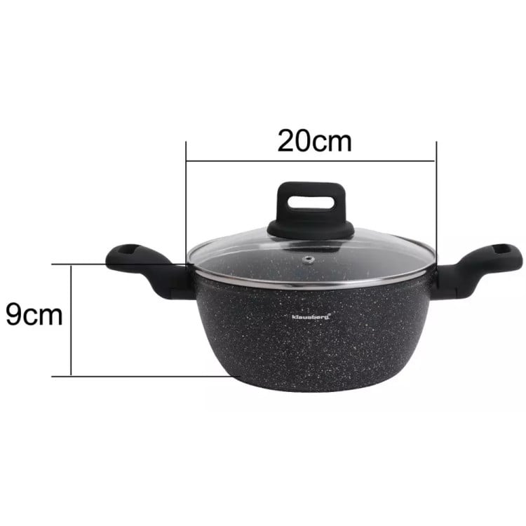 Garnek marmurkowy mały 2.3 l z pokrywką 20 cm Klausberg KB 7670 czarny marmurek indukcja gaz