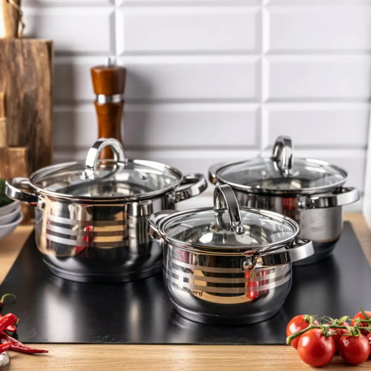Garnki stalowe 2.1/2.9/3.9L zestaw 6 elementowy Klausberg KB 7693 indukcja