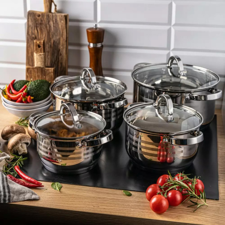Garnki stalowe 2.1/2.9/3.9/6.6 L zestaw 8 elementowy Klausberg KB 7694 indukcja