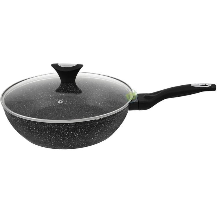 Patelnia głęboka z pokrywką 18 cm mała Krisberg KR 2676 powłoka marmurkowa indukcyjna gaz