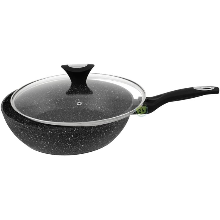 Patelnia głęboka z pokrywką 30 cm duża Krisberg KR 2682 powłoka marmurkowa indukcyjna gaz