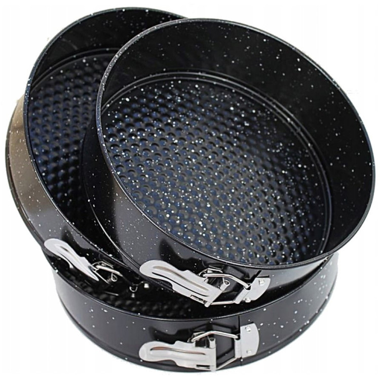 Tortownice okrągłe czarne marmurkowe 20/22/24 cm zestaw 3 blach Elitehoff E 8042