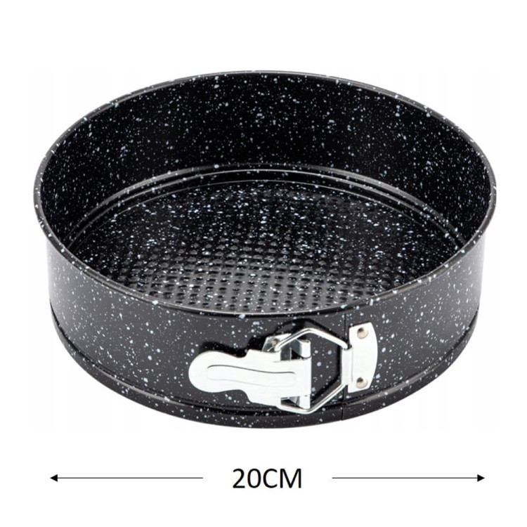 Tortownice okrągłe czarne marmurkowe 20/22/24 cm zestaw 3 blach Elitehoff E 8042