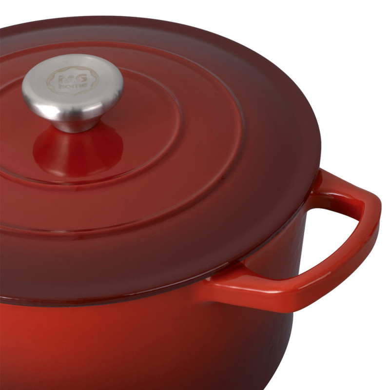Garnek żeliwny emaliowany 2.5 L MG Home Infinito kociołek czerwony 20 cm
