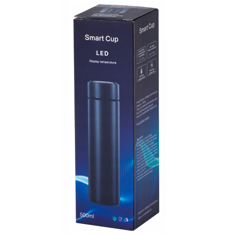 Kubek termiczny 500 ml z wyświetlaczem temperatury LED termos stalowy czarny Elitehoff Smart Cup 2206