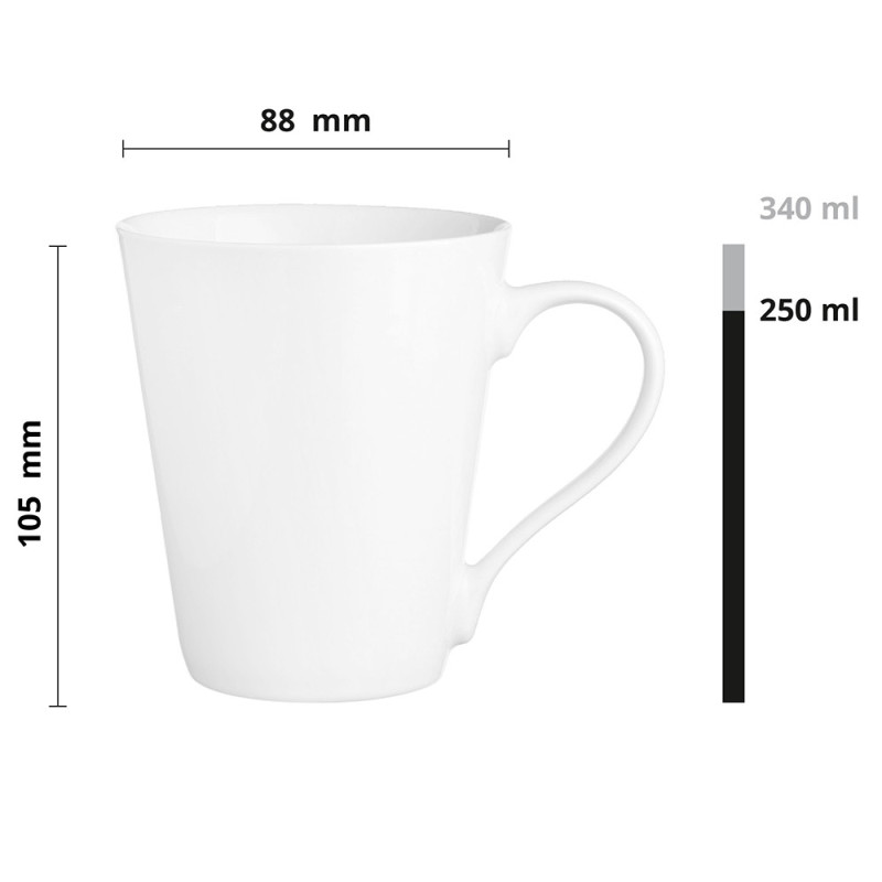 Zestaw 6 kubków ceramicznych białych Glasmark Maja 250 ml