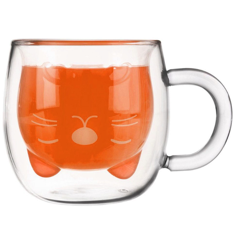 Szklanka termiczna kotek 250 ml do kawy herbaty z podwójnymi ściankami Kamille 9017