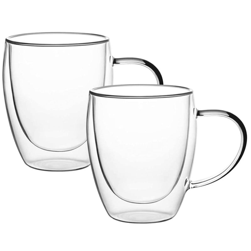 Szklanki termiczne z uchem 350 ml do kawy latte komplet 2 szt Kamille 9009