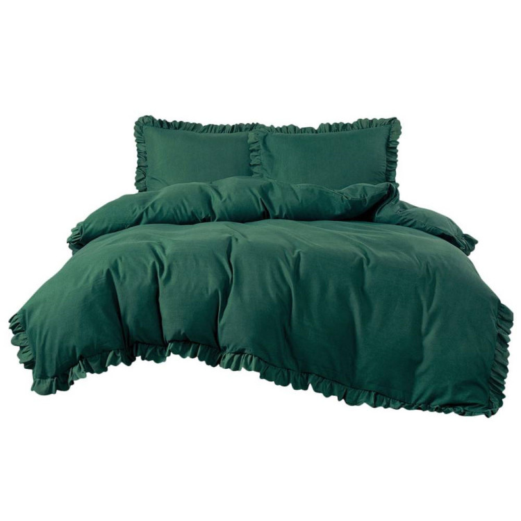 Pościel z falbanką 140x200 mikrofibra Cotton World 2 części 2595 zielona