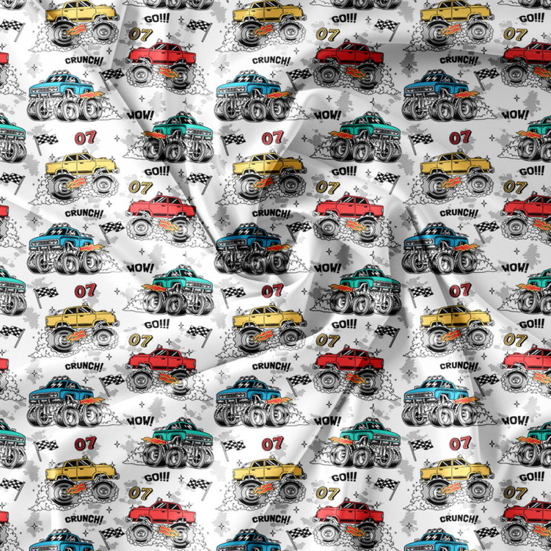 Pościel dla chłopca 140x200 bawełna satynowa Cotton World gruba 2 części 2510 monster truck