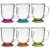 Kubki z uchem Kubas Glasmark kolorowe dno 400 ml zestaw 6 kubków