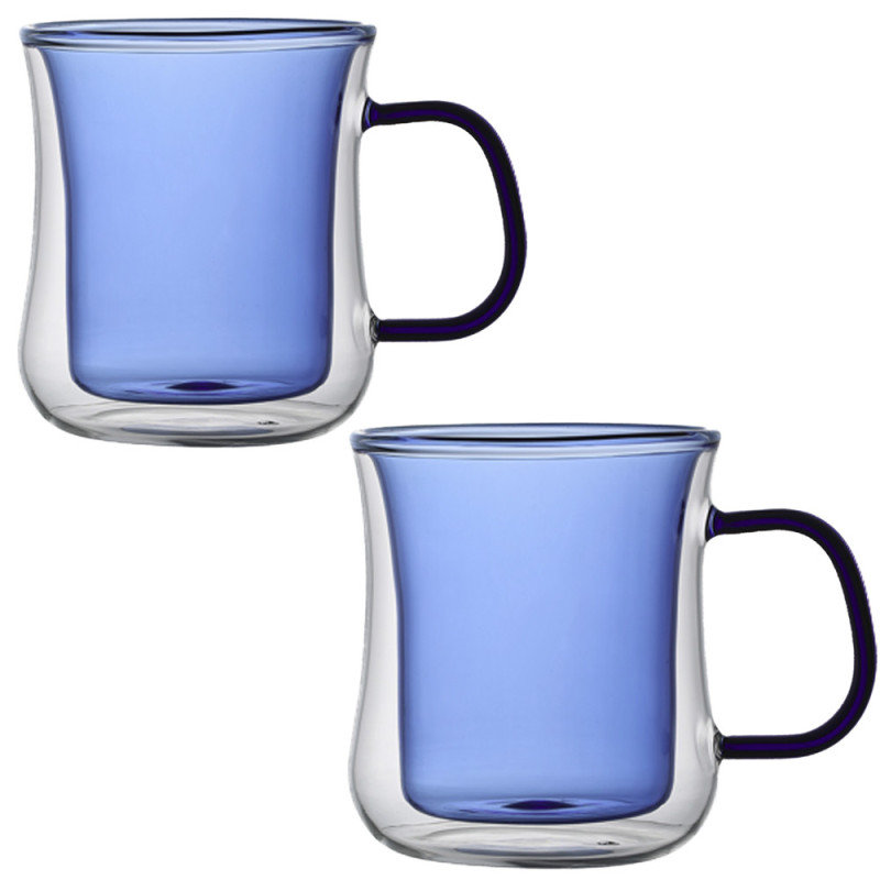 Szklanki termiczne z niebieskim wnętrzem 300 ml komplet 6 szt MGHOME