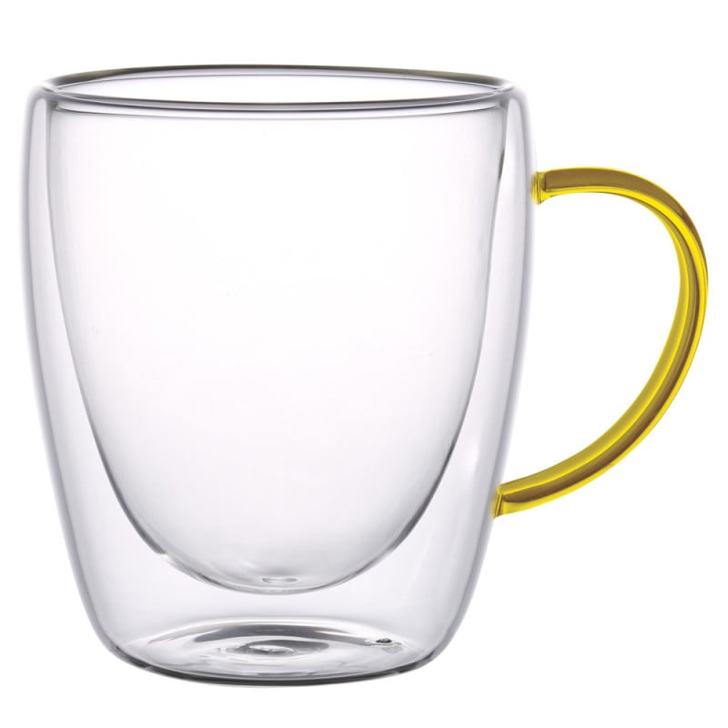 Szklanki termiczne ze złotym uchem zestaw 6 sztuk Renza 300 ml do kawy latte herbaty MGHOME
