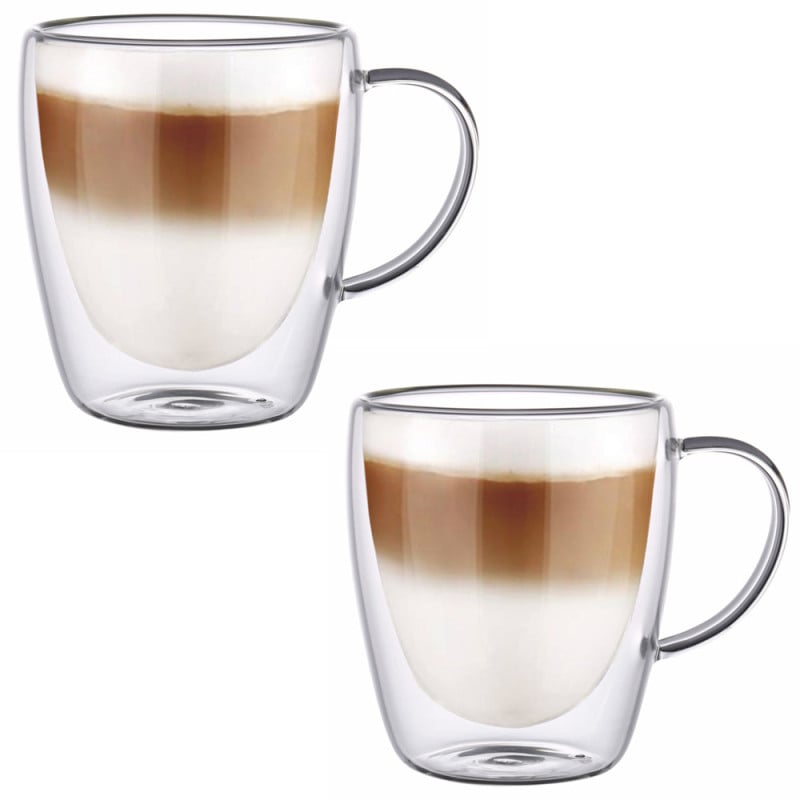 Szklanki termiczne z białym uchem zestaw 6 sztuk Renza 300 ml do kawy latte herbaty MGHOME