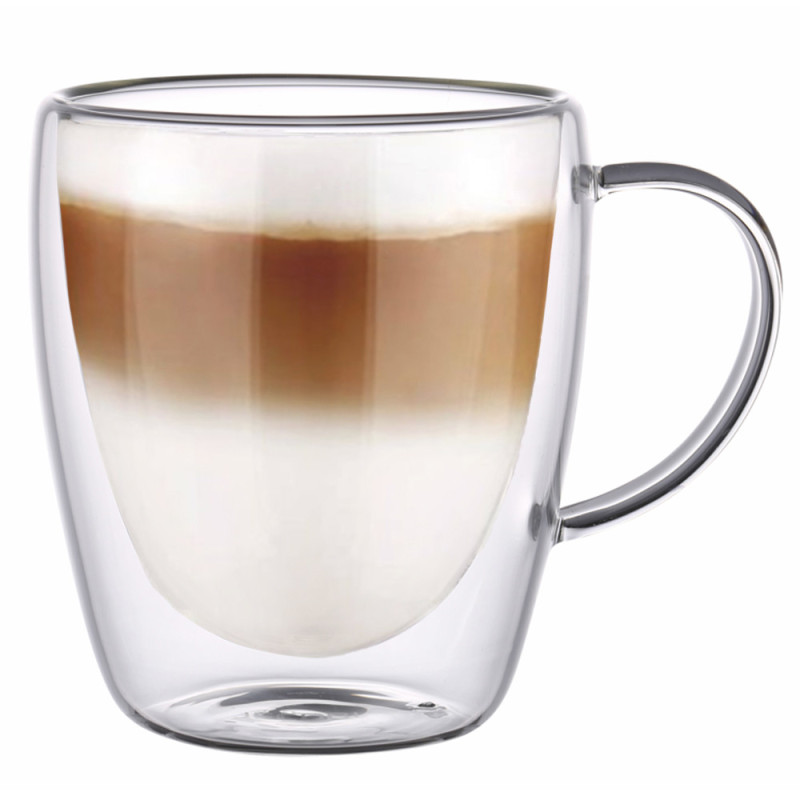 Szklanki termiczne z białym uchem zestaw 6 sztuk Renza 300 ml do kawy latte herbaty MGHOME