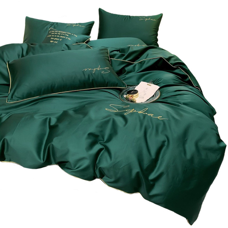 Pościel haftowana 200x220 mikrofibra Cotton World 3 części 2603 zieleń