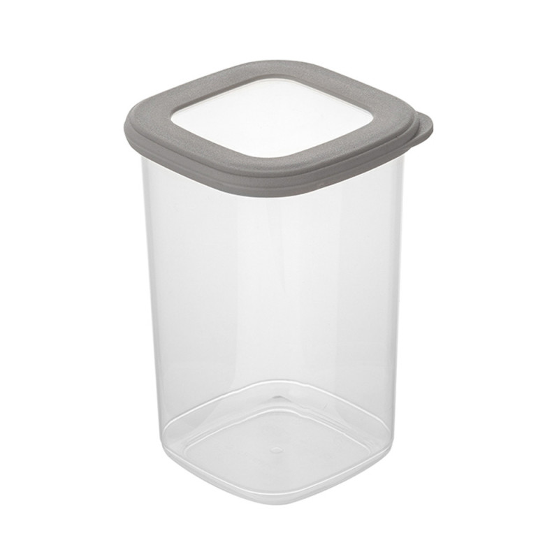 Pojemnik do żywności kwadratowy 1200 ml przezroczysty z szczelną szarą pokrywką Florina Foodie 4P 1035