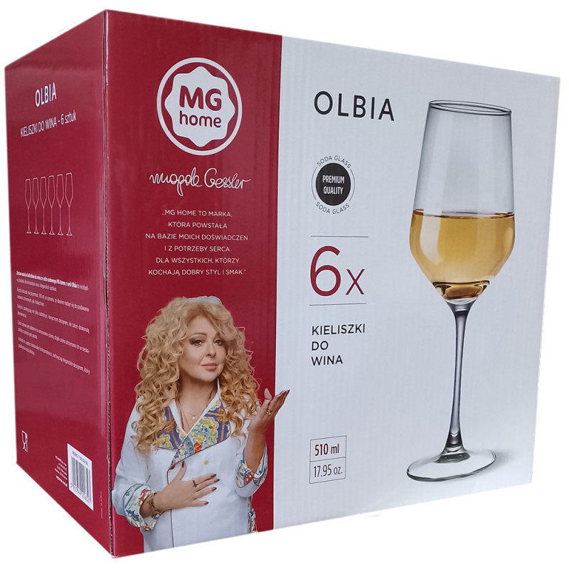 Kieliszki do wina 510 ml bezbarwne grube szkło Olbia MG Home