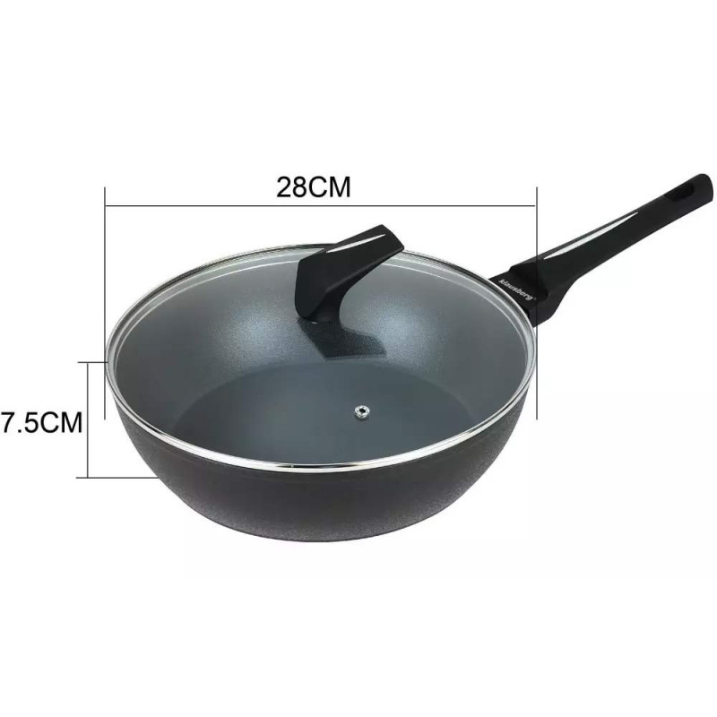 Patelnia głęboka z pokrywką 28 cm powłoka marmurkowa Klausberg KB 7692