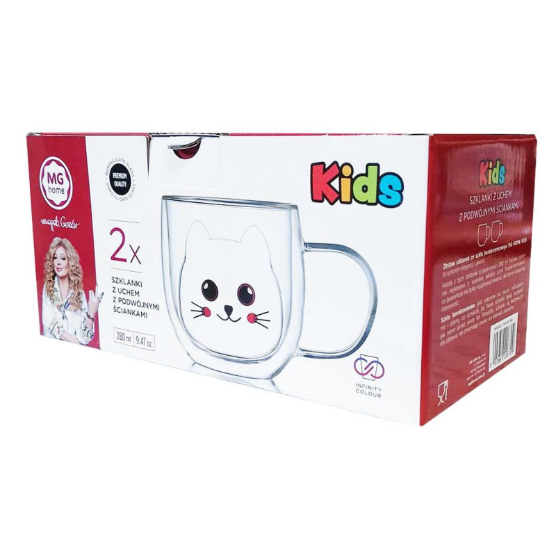 Zestaw szklanek 280 ml z uchem MG Home Kotek II komplet 2 sztuki 7105023183