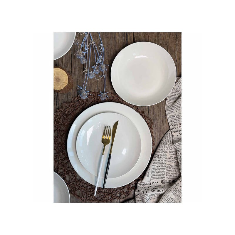 Serwis obiadowy porcelanowy MG Home Classic 18 elementów zestaw talerzy dla 6 osób biały