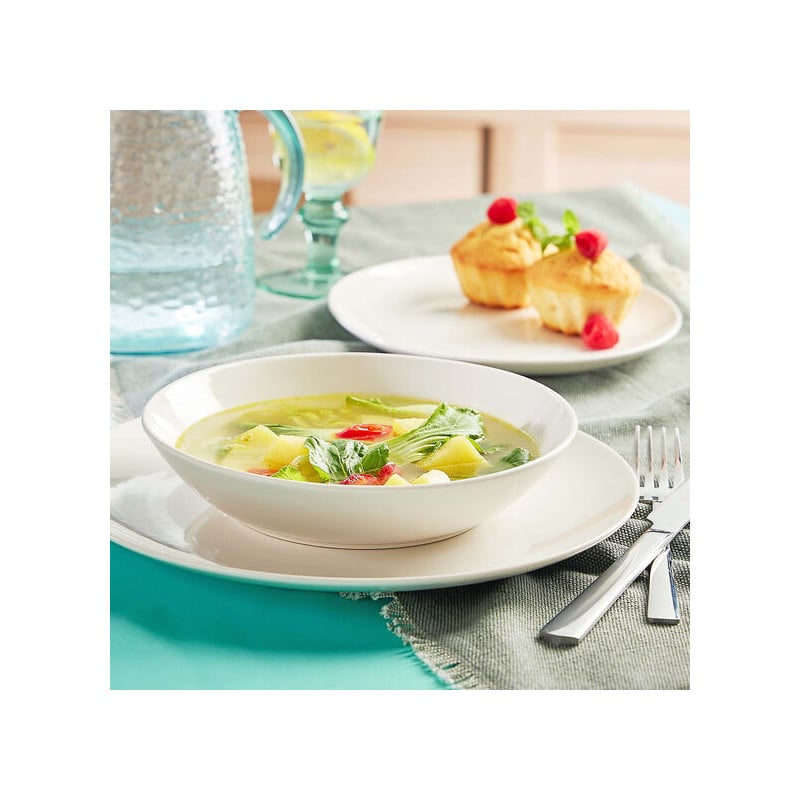 Serwis obiadowy porcelanowy MG Home Classic 18 elementów zestaw talerzy dla 6 osób biały
